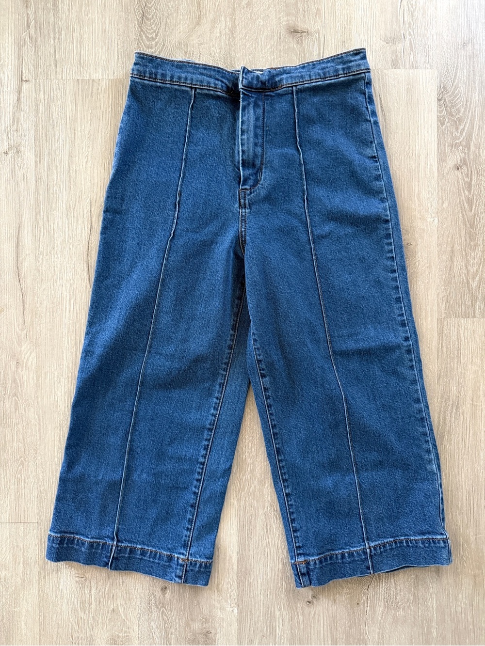 Free People Wide Leg High Waist Cropped Capri Jeans 28